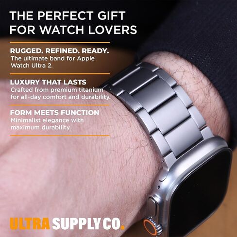 سوار Ultra 2 من التيتانيوم مع مشبك مغناطيسي وDLC (الكربون مثل الماس) متوافق مع Apple Watch Ultra 2 وUltra 1 سوار تيتانيوم مقاس 49 ملم (أسود) in Kuwait