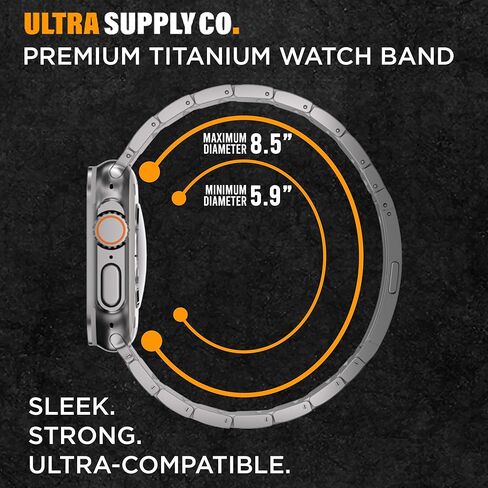 سوار Ultra 2 من التيتانيوم مع مشبك مغناطيسي وDLC (الكربون مثل الماس) متوافق مع Apple Watch Ultra 2 وUltra 1 سوار تيتانيوم مقاس 49 ملم (أسود) in Kuwait