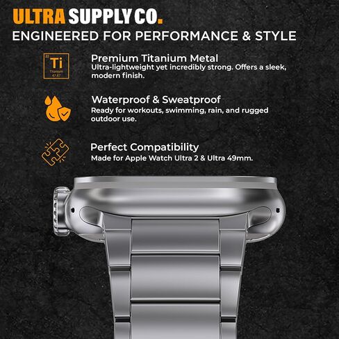 سوار Ultra 2 من التيتانيوم مع مشبك مغناطيسي وDLC (الكربون مثل الماس) متوافق مع Apple Watch Ultra 2 وUltra 1 سوار تيتانيوم مقاس 49 ملم (أسود) in Kuwait