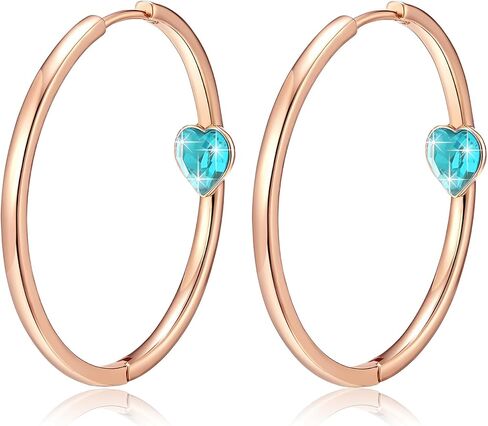 EVEVIC Trendy Austrian Crystals Heart Hoop Earrings for Women 14K Gold Plated Hypoallergenic Hoops Earring Jewelry Gift in Kuwait