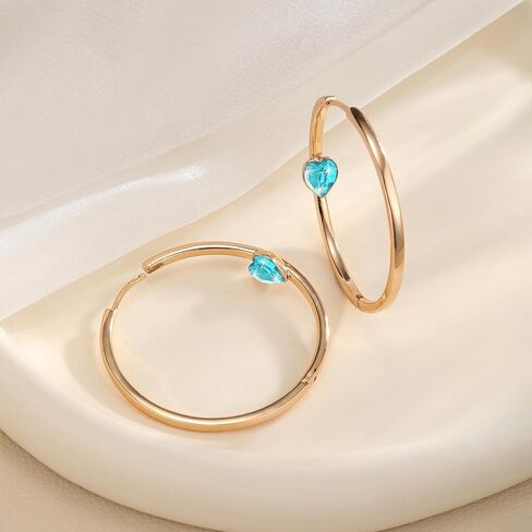 EVEVIC Trendy Austrian Crystals Heart Hoop Earrings for Women 14K Gold Plated Hypoallergenic Hoops Earring Jewelry Gift in Kuwait