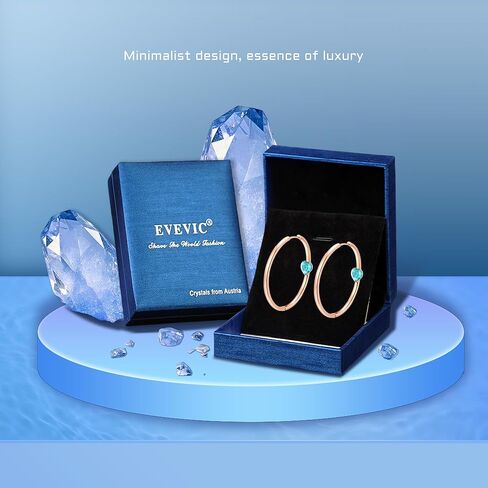 EVEVIC Trendy Austrian Crystals Heart Hoop Earrings for Women 14K Gold Plated Hypoallergenic Hoops Earring Jewelry Gift in Kuwait