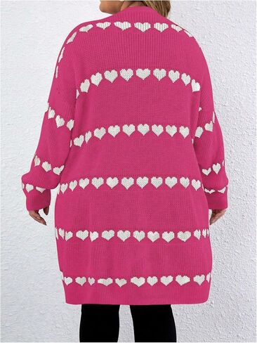 Makemechic Women's Plus Size Stendents Cadigan Cadigan Casual Open Open Kint خفيفة الوزن Cadigan Heart Long Sleeve in Saudi Arabia