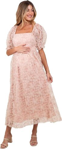 Pinkblush Light Floral Mesh Overlay Tie Back Back Midi Dress in Saudi Arabia
