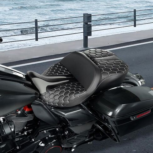 Gel Drive Sofa Seat For Harley Fit For Harley, SLMOTO Rider Passenger Hammock Motorcycle Seat Cushion Fit for Touring Road King Street Glide Road Glide Electra Glide 2009-2024 Black Blue in Kuwait