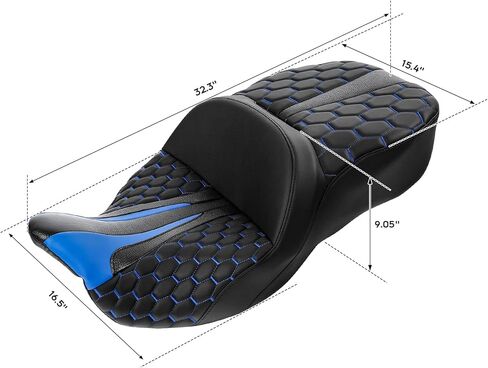Gel Drive Sofa Seat For Harley Fit For Harley, SLMOTO Rider Passenger Hammock Motorcycle Seat Cushion Fit for Touring Road King Street Glide Road Glide Electra Glide 2009-2024 Black Blue in Kuwait