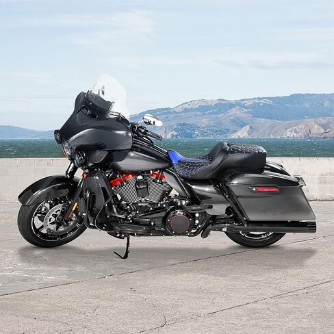 Gel Drive Sofa Seat For Harley Fit For Harley, SLMOTO Rider Passenger Hammock Motorcycle Seat Cushion Fit for Touring Road King Street Glide Road Glide Electra Glide 2009-2024 Black Blue in Kuwait