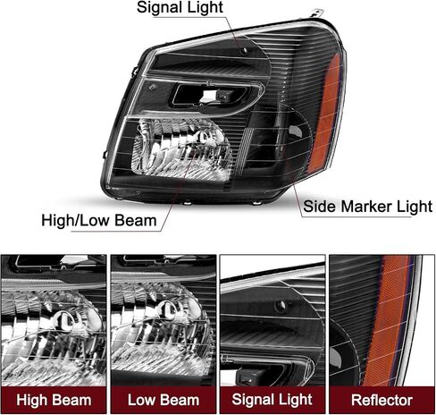 مجموعة المصباح الأمامي JSBoyat ملاءمة لبرنامج تشغيل Chevy Equinox وجانب الركاب ، Hourme Housing مع Amber Reflector in Kuwait
