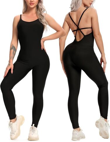 KIWI RATA Womens Sexy Bodycon Backless Jumpsuit Workout One-Piece Cacual Sculpted Bodysuit Sport Romper in Saudi Arabia