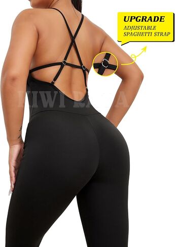 KIWI RATA Womens Sexy Bodycon Backless Jumpsuit Workout One-Piece Cacual Sculpted Bodysuit Sport Romper in Saudi Arabia