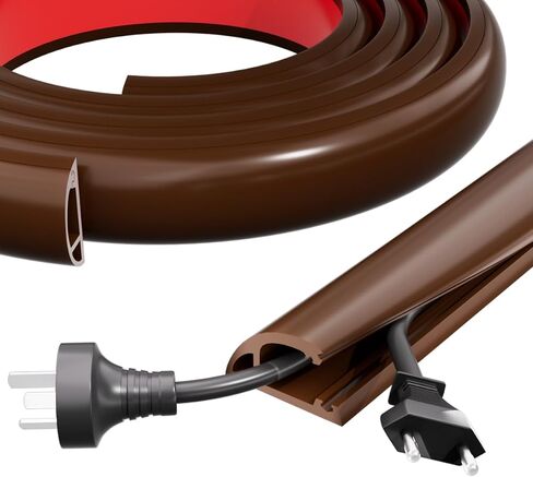 Kneelisa 10FT Side-Open Extension Cord Covers for Wires on Floor,Silicone | Power Cable Protector Cord Hider Management Strip,Hide Electric Wire on Carpet,Chord Runner Protective Safety,Black in Kuwait