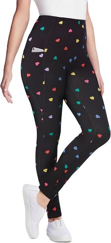 Woman Within Plus Size Stretch-Cotton Knit Pull-On Printed Pocket Leggings in Saudi Arabia