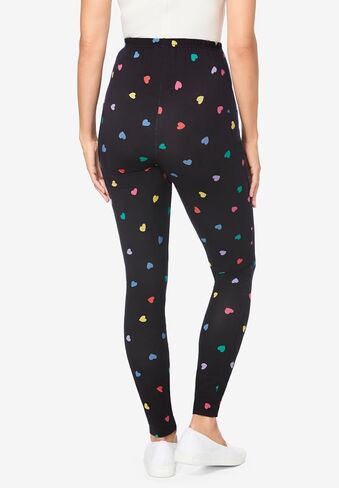 Woman Within Plus Size Stretch-Cotton Knit Pull-On Printed Pocket Leggings in Saudi Arabia