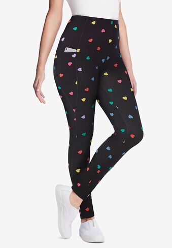Woman Within Plus Size Stretch-Cotton Knit Pull-On Printed Pocket Leggings in Saudi Arabia