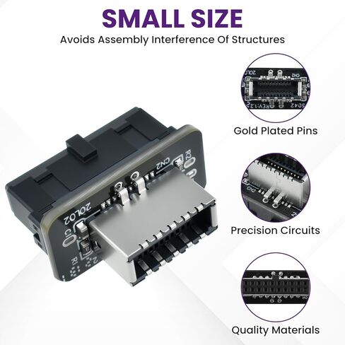 USB 3.2 Gen 1 to USB 3.2 Gen 2 Adapter ، Motherboard 19Pin to type-e header ، محول اللوحة الأمامية للوحة الأم من النوع C (النوع العمودي) in Kuwait