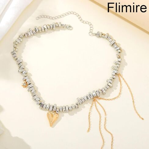 Heart Chunky Choker Necklace for Women Y2K Layered Rhinestone Necklaces Goth Irregular Tassel Necklaces Jewelry Gift in Kuwait