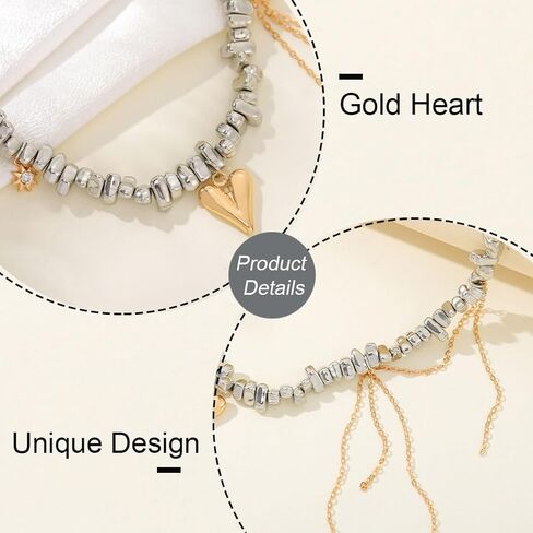 Heart Chunky Choker Necklace for Women Y2K Layered Rhinestone Necklaces Goth Irregular Tassel Necklaces Jewelry Gift in Kuwait