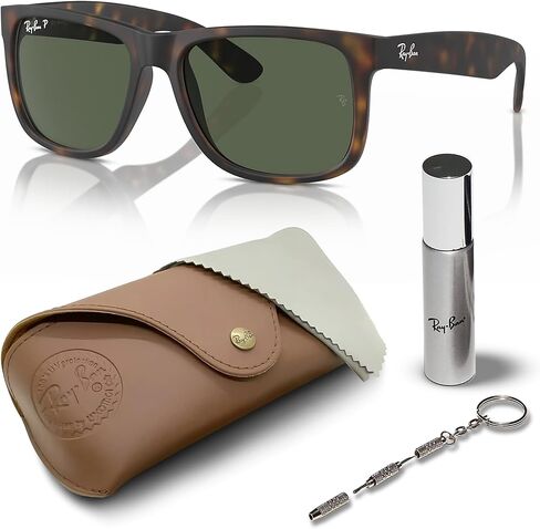 Ray-Ban RB4165 Justin Classic Polarized Square Square Shuslasse مع حزمة مجموعة النظارات الرسمية in Saudi Arabia