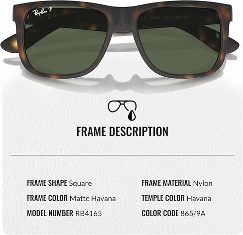 Ray-Ban RB4165 Justin Classic Polarized Square Square Shuslasse مع حزمة مجموعة النظارات الرسمية in Saudi Arabia