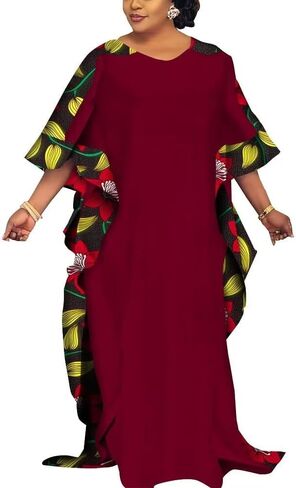 Satin Robe Dresses for Women 3/4 Sleeve Kaftan African Dashiki Party Dresses Cocktail Dress Lady Wedding Guest Dress in Kuwait