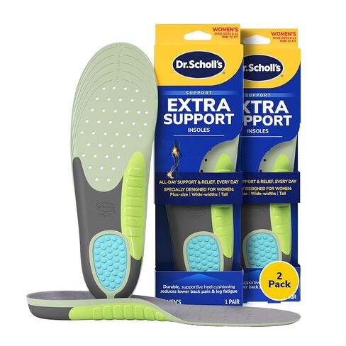 Dr. Scholl's Extra Support Shoe Insoles for Women, Size 6-11, 2 Pairs: Designed for Plus-Size and Tall Women, Arch Inserts - Helps Reduce Lower Back Pain and Foot & Leg Fatigue in Saudi Arabia