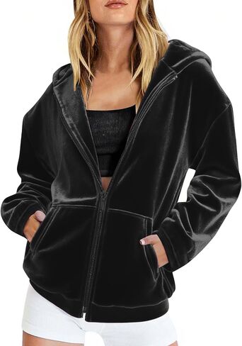 Hoodie Hoodie للسيدات zip up sweatshirt up long sweeve sweatshirt with hood disual velor extwear with wickets in Saudi Arabia