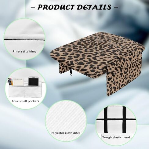 Dreaweet Brown Leopard Print Center Console Cover Thick Arm Rest Cover for Car Women Cheetah Car Accessories Interior Middle Console Cushion Cover Pad with Pockets in Saudi Arabia