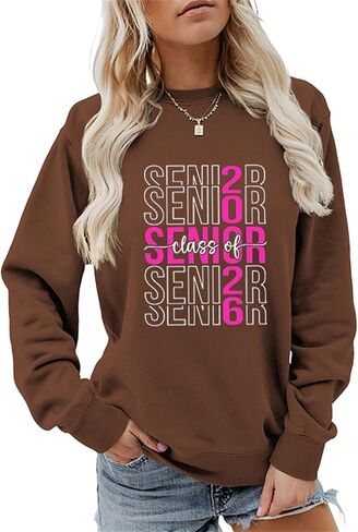 Senior Class of 2026 Sweatshirt Teacher Pullover Long sleeve Shirts for Women Graduation Tops in Saudi Arabia