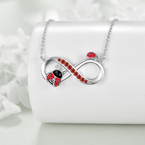 URONE Ladybug Sterling Silver Infinity Pendant Necklace for Women in Saudi Arabia