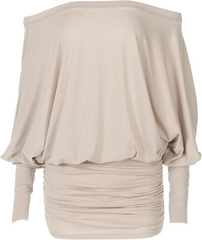 Off Shoulder Dress Batwing Sleeves Dresses for Women Long Sleeve Oversized Sexy Ruched Bodycon Cocktail Dress in Saudi Arabia