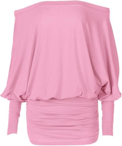 Off Shoulder Dress Batwing Sleeves Dresses for Women Long Sleeve Oversized Sexy Ruched Bodycon Cocktail Dress in Saudi Arabia