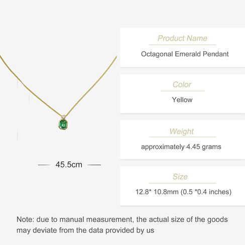 قلادة ذهبية 14K مع كنز قلادة زمرد مثمن ، هدية أنيقة وجميلة لها ، مثالية لزوجة أو يوم خاص للمرأة in Kuwait