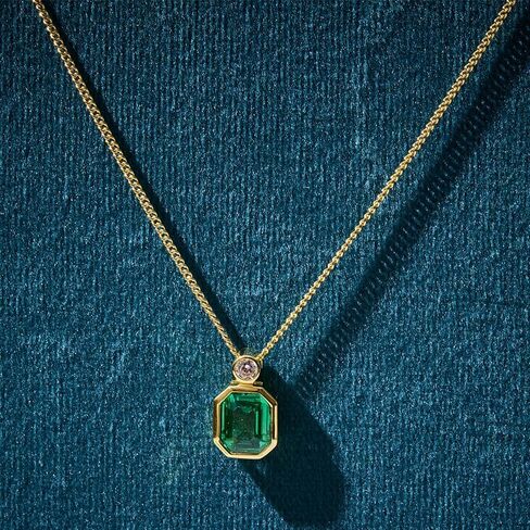 قلادة ذهبية 14K مع كنز قلادة زمرد مثمن ، هدية أنيقة وجميلة لها ، مثالية لزوجة أو يوم خاص للمرأة in Kuwait