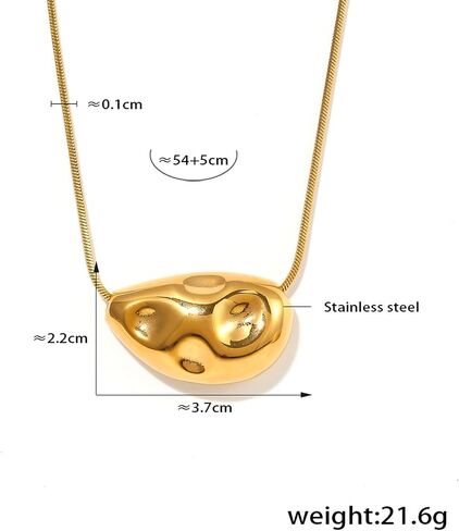 Jean Beau Chunky Irregular Textured Pendant Long Necklace for Women, Statement Trendy Stainless Steel Chain Necklaces Prom Fashion Jewelry Gift in Saudi Arabia