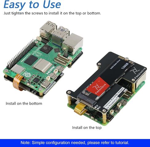 Freenove M.2 NVMe Adapter V2 for Raspberry Pi 5 (Without SSD), M.2 HAT Add-on Board, Solid State Drive Size 2230 2242 2260 2280, PCIe 2.0/3.0, Max Speed 1231 MB/s in Saudi Arabia
