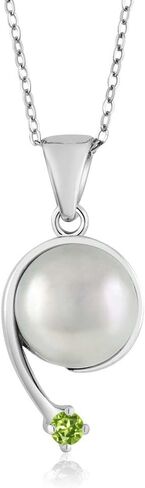 Gem Stone King 925 Sterling Silver Round 2.5MM Gemstone Birthstone and Cultured Freshwater Pearl Shooting Star Pendant Necklace For Women with 18 Inch Chain in Saudi Arabia