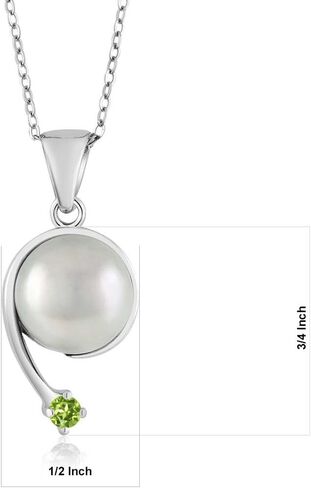 Gem Stone King 925 Sterling Silver Round 2.5MM Gemstone Birthstone and Cultured Freshwater Pearl Shooting Star Pendant Necklace For Women with 18 Inch Chain in Saudi Arabia