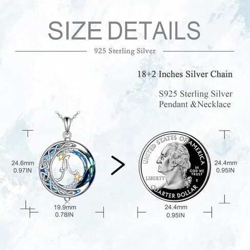 Letter A-Z Necklace for Women 925 Sterling Silver Blue Crystal Pendant Necklace Star Letter Jewelry Gifts in Kuwait
