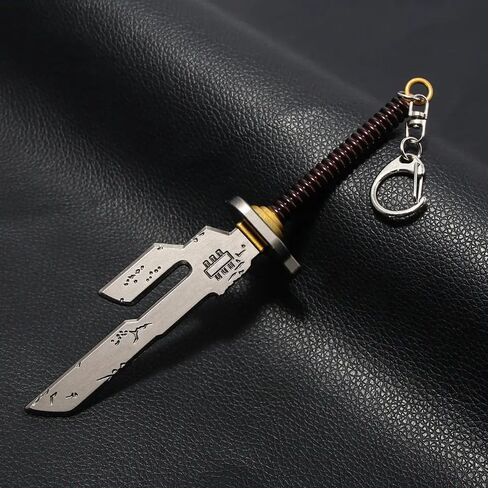 سلسلة مفاتيح Sword Anime ، سبير مقلوب من سلسلة المفاتيح ، تصميم الأنيمي الزخرفي ، شفرة معدنية مع مقبض أسود in Saudi Arabia