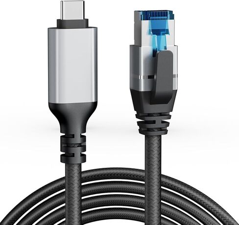 USB C to Ethernet Cable 50 FT, Gigabit Network, Flat Type C to RJ45 LAN Cord, Directly Connected, Thunderbolt 3/4 Compatible, for MacBook Pro/Air, iPhone 15, iPad Pro, Galaxy, Smartphone, Laptop, PC in Kuwait