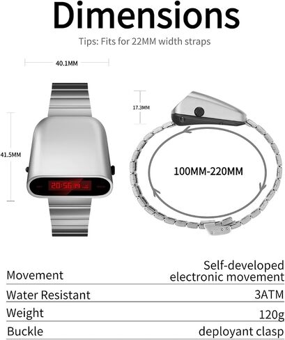 Unique Metal Watch, OLED Display Men Digital Watches, Lift-to-Wake Screen, Stainless Steel Strap in Saudi Arabia