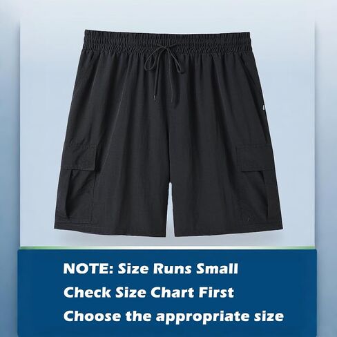 Men Big and Tall Cargo Shorts with Adjustable Drawstring Quickly Dry Polyamide Pants in Kuwait