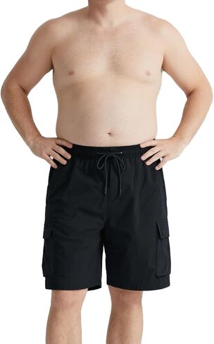 Men Big and Tall Cargo Shorts with Adjustable Drawstring Quickly Dry Polyamide Pants in Kuwait