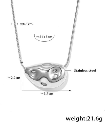 Jean Beau Chunky Irregular Textured Pendant Long Necklace for Women, Statement Trendy Stainless Steel Chain Necklaces Prom Fashion Jewelry Gift in Saudi Arabia