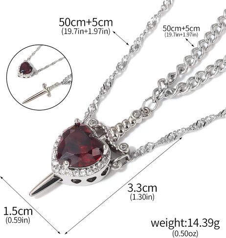 Couple Friendship Necklaces for Best Friend Heart Sword Pendant Necklace for Women Matching Necklace for Him Her Valentine's Day Gift Jewelry in Saudi Arabia