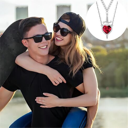 Couple Friendship Necklaces for Best Friend Heart Sword Pendant Necklace for Women Matching Necklace for Him Her Valentine's Day Gift Jewelry in Saudi Arabia