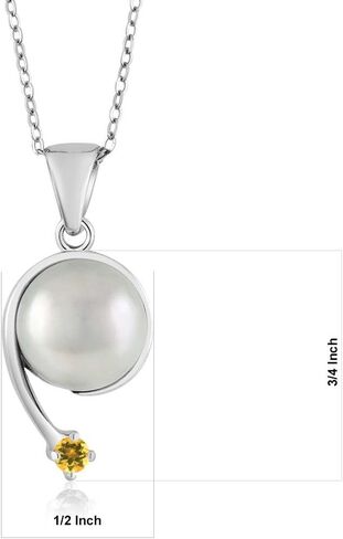 Gem Stone King 925 Sterling Silver Round 2.5MM Gemstone Birthstone and Cultured Freshwater Pearl Shooting Star Pendant Necklace For Women with 18 Inch Chain in Saudi Arabia