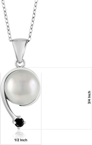 Gem Stone King 925 Sterling Silver Round 2.5MM Gemstone Birthstone and Cultured Freshwater Pearl Shooting Star Pendant Necklace For Women with 18 Inch Chain in Saudi Arabia