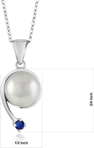 Gem Stone King 925 Sterling Silver Round 2.5MM Gemstone Birthstone and Cultured Freshwater Pearl Shooting Star Pendant Necklace For Women with 18 Inch Chain in Saudi Arabia