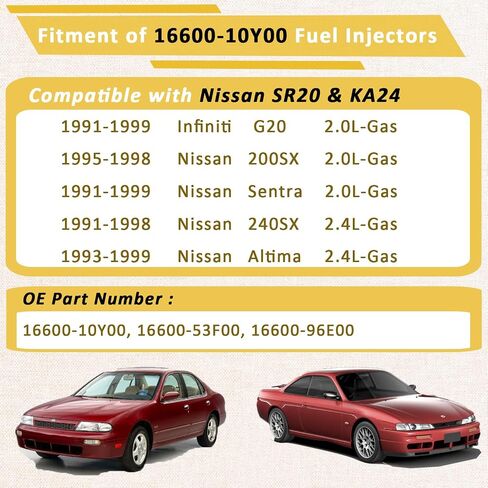 1990s Motor-KA24 & SR20 حقن الوقود ، متوافقة مع/Nissan 2.4 Altima 240SX 1993-1999 ، Sentra 200SX 2.0L 1991-1999 ، متوافق مع/Infiniti 2.0 G20 | 4 Holes | | مجموعة من 4 | in Saudi Arabia
